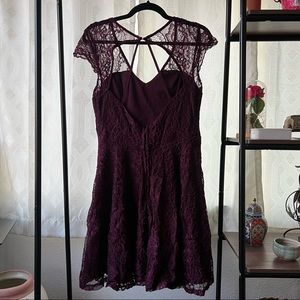Francesca’s burgundy lace dress